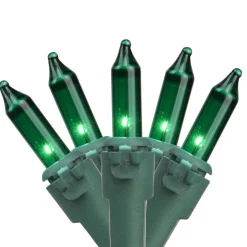 35-Count Green Mini Christmas Light Set, 7ft Green Wire