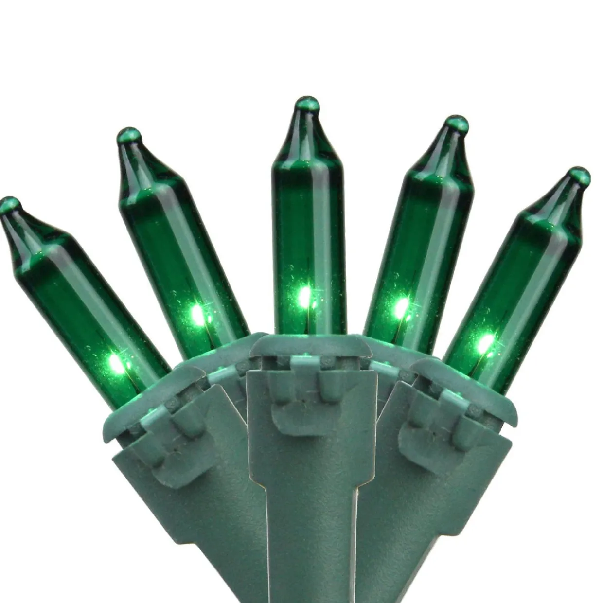 35-Count Green Mini Christmas Light Set, 7ft Green Wire