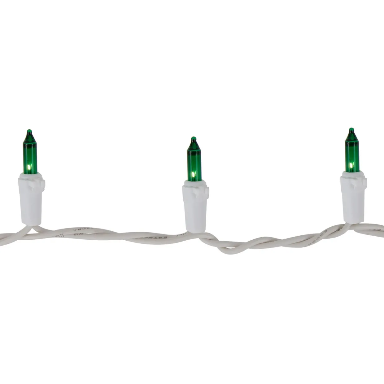 35-Count Green Mini Christmas Light Set, 7ft White Wire
