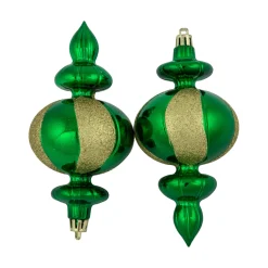 8-Count Green Shatterproof Finial Christmas Ornaments, 6