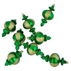 8-Count Green Shatterproof Finial Christmas Ornaments, 6