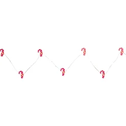 20-Count LED Candy Cane Christmas Fairy Lights, 6.5 ft Silver Wire