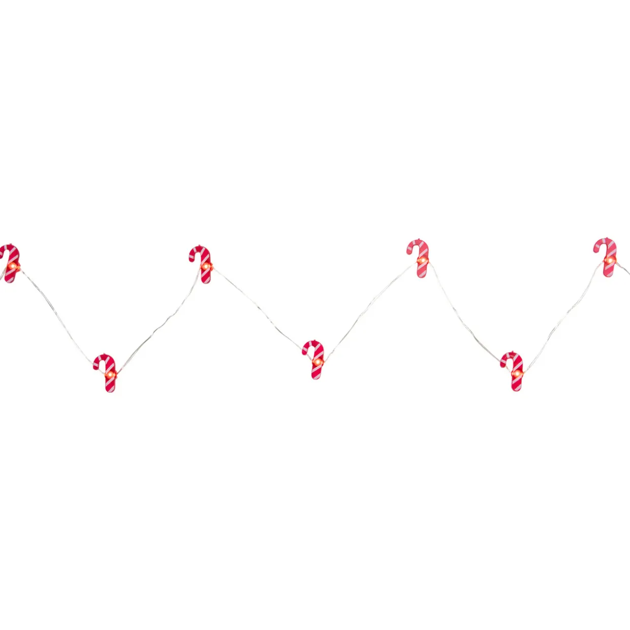 20-Count LED Candy Cane Christmas Fairy Lights, 6.5 ft Silver Wire