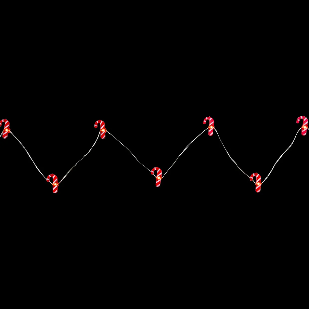 20-Count LED Candy Cane Christmas Fairy Lights, 6.5 ft Silver Wire