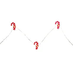 20-Count LED Candy Cane Christmas Fairy Lights, 6.5 ft Silver Wire