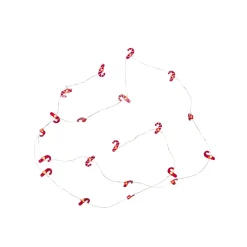 20-Count LED Candy Cane Christmas Fairy Lights, 6.5 ft Silver Wire