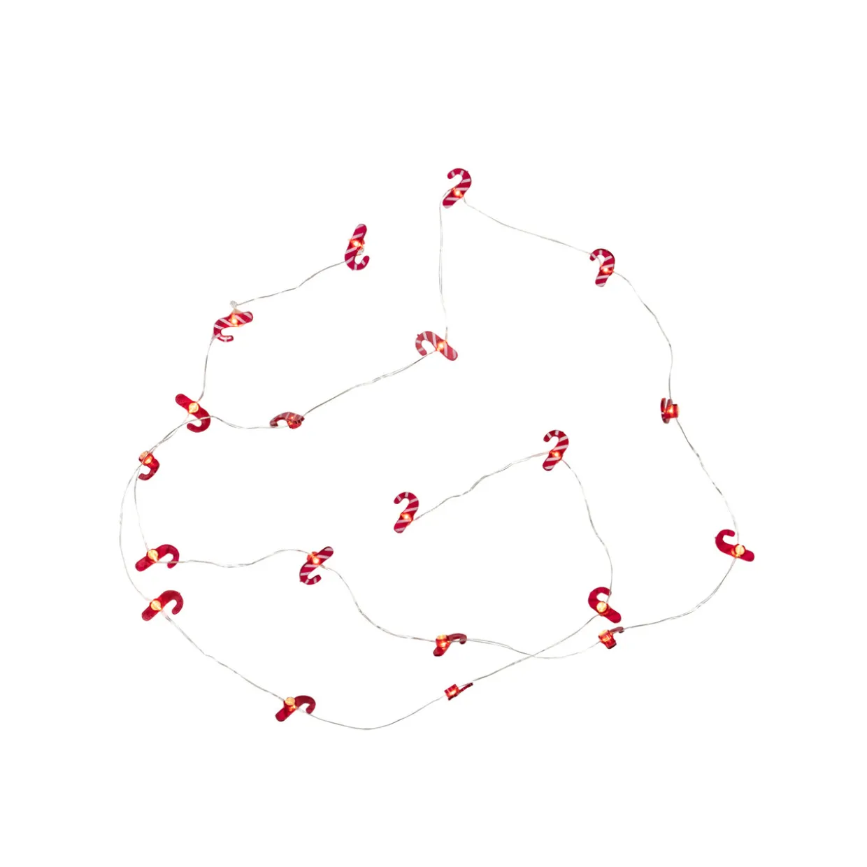 20-Count LED Candy Cane Christmas Fairy Lights, 6.5 ft Silver Wire