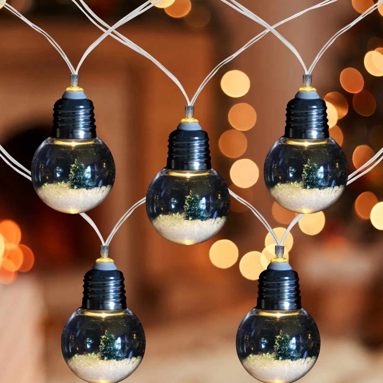 10-Count LED Christmas Trees in Bulbs, Warm White Lights, 4.25ft Clear Wire