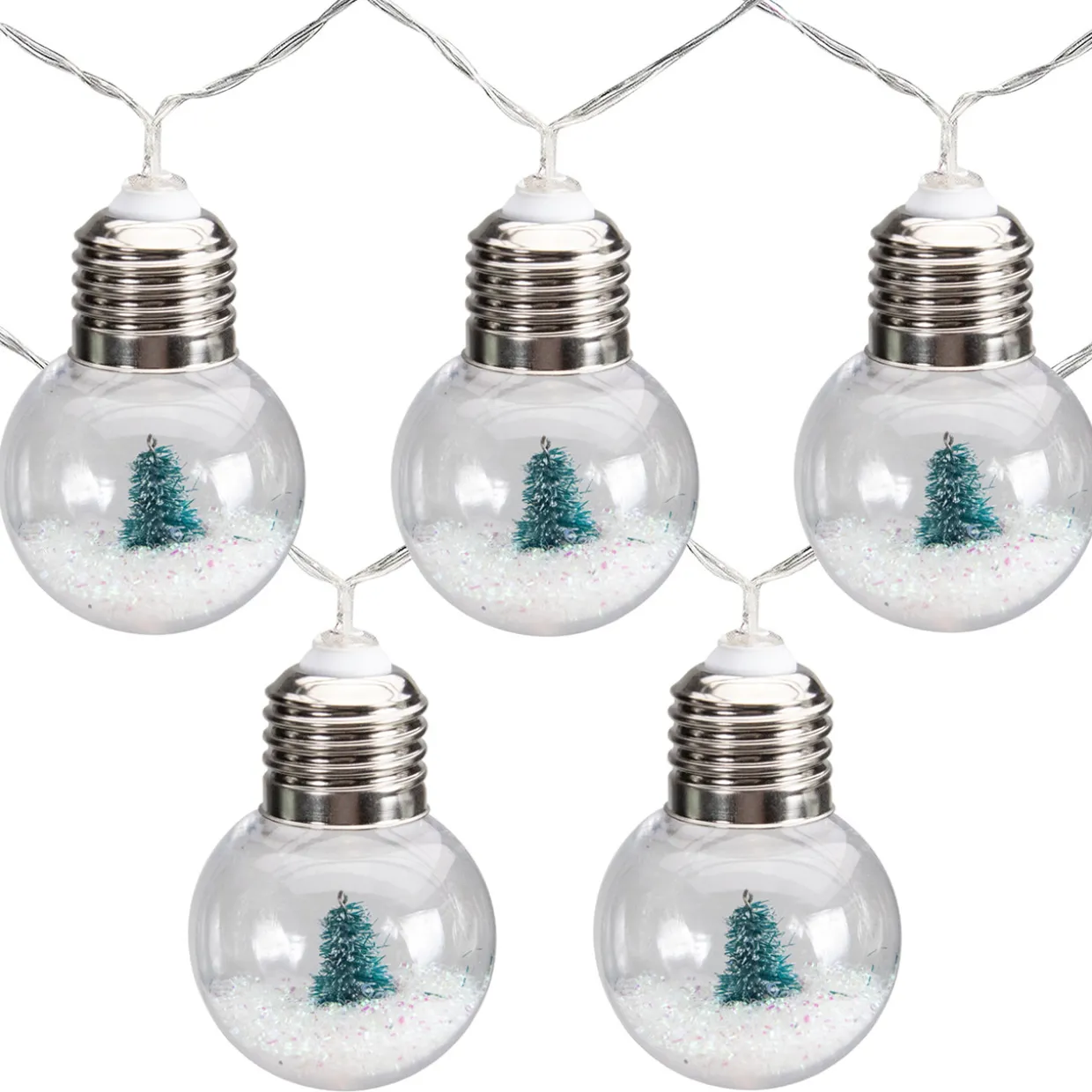 10-Count LED Christmas Trees in Bulbs, Warm White Lights, 4.25ft Clear Wire