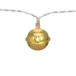 10-Count LED Gold Christmas Bells Fairy Lights, 5.5ft, Copper Wire