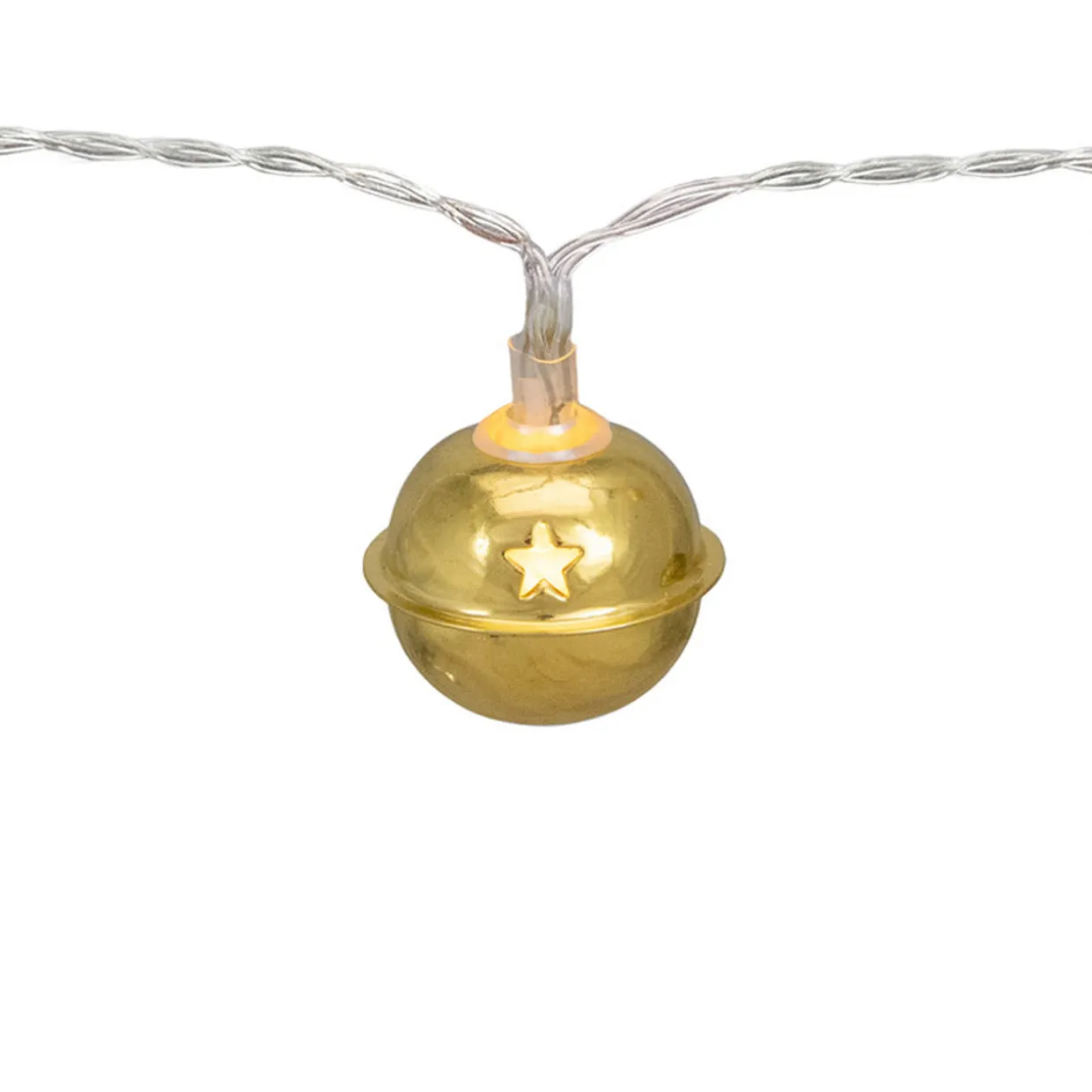 10-Count LED Gold Christmas Bells Fairy Lights, 5.5ft, Copper Wire