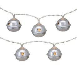 10-Count LED Silver Christmas Bells Fairy Lights, 5.5ft, Copper Wire