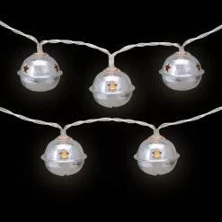 10-Count LED Silver Christmas Bells Fairy Lights, 5.5ft, Copper Wire
