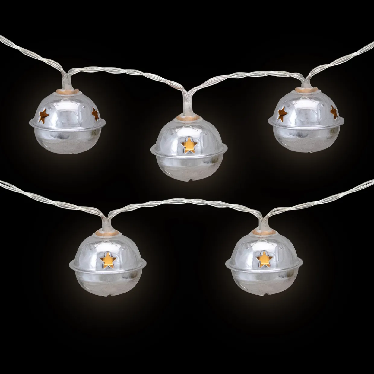 10-Count LED Silver Christmas Bells Fairy Lights, 5.5ft, Copper Wire