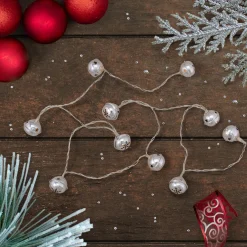 10-Count LED Silver Christmas Bells Fairy Lights, 5.5ft, Copper Wire