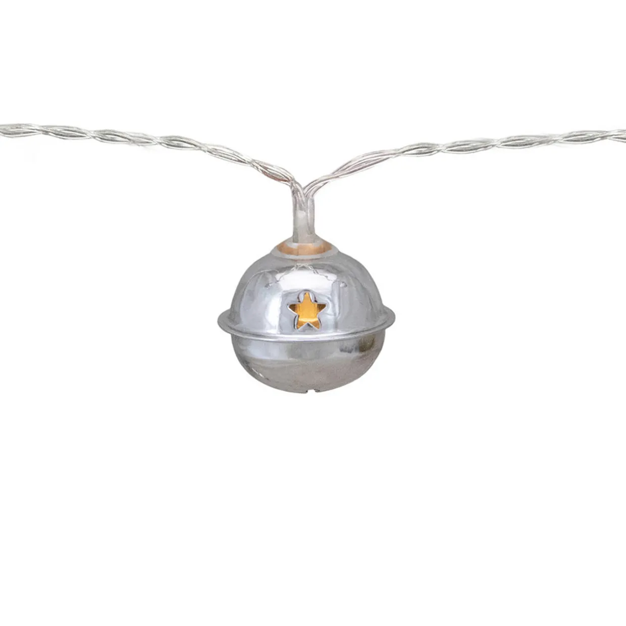 10-Count LED Silver Christmas Bells Fairy Lights, 5.5ft, Copper Wire