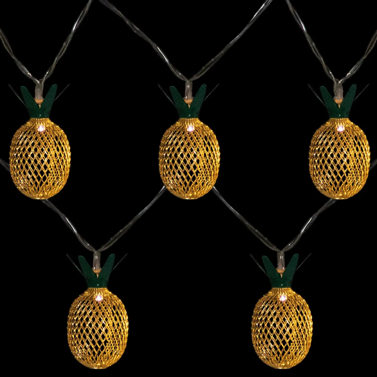 10-Count LED Warm White Gold Pineapple String Lights - 3' Clear Wire