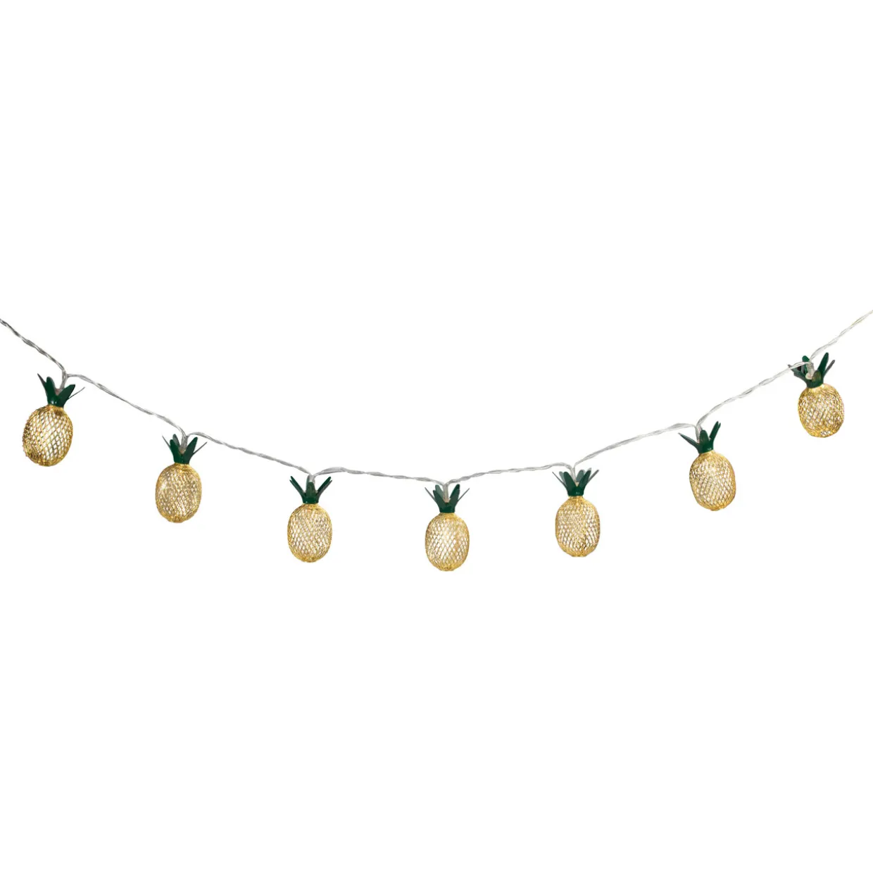 10-Count LED Warm White Gold Pineapple String Lights - 3' Clear Wire