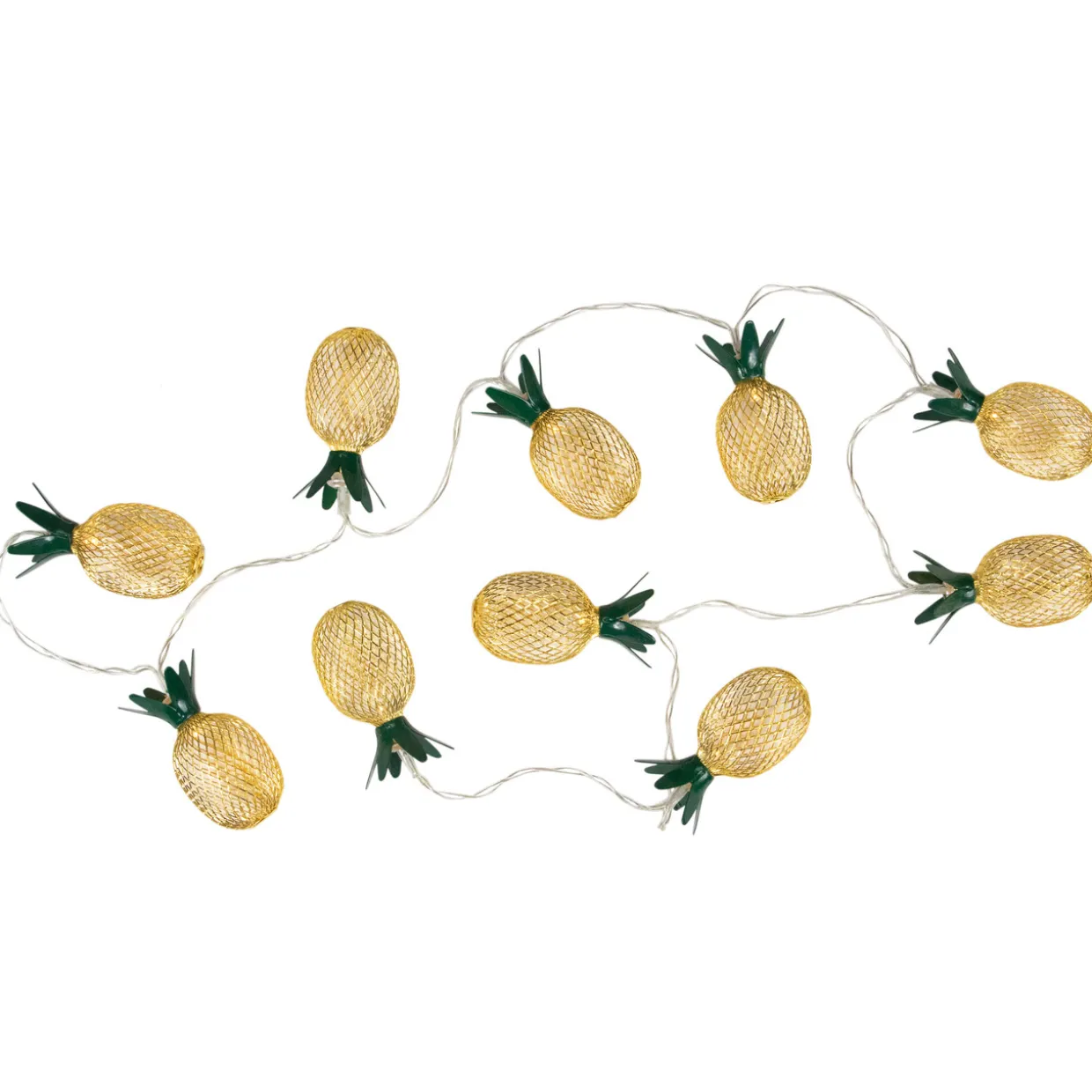 10-Count LED Warm White Gold Pineapple String Lights - 3' Clear Wire