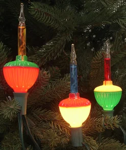 7-Count Multi Color Retro Christmas Bubble Light Set, 6ft Green Wire