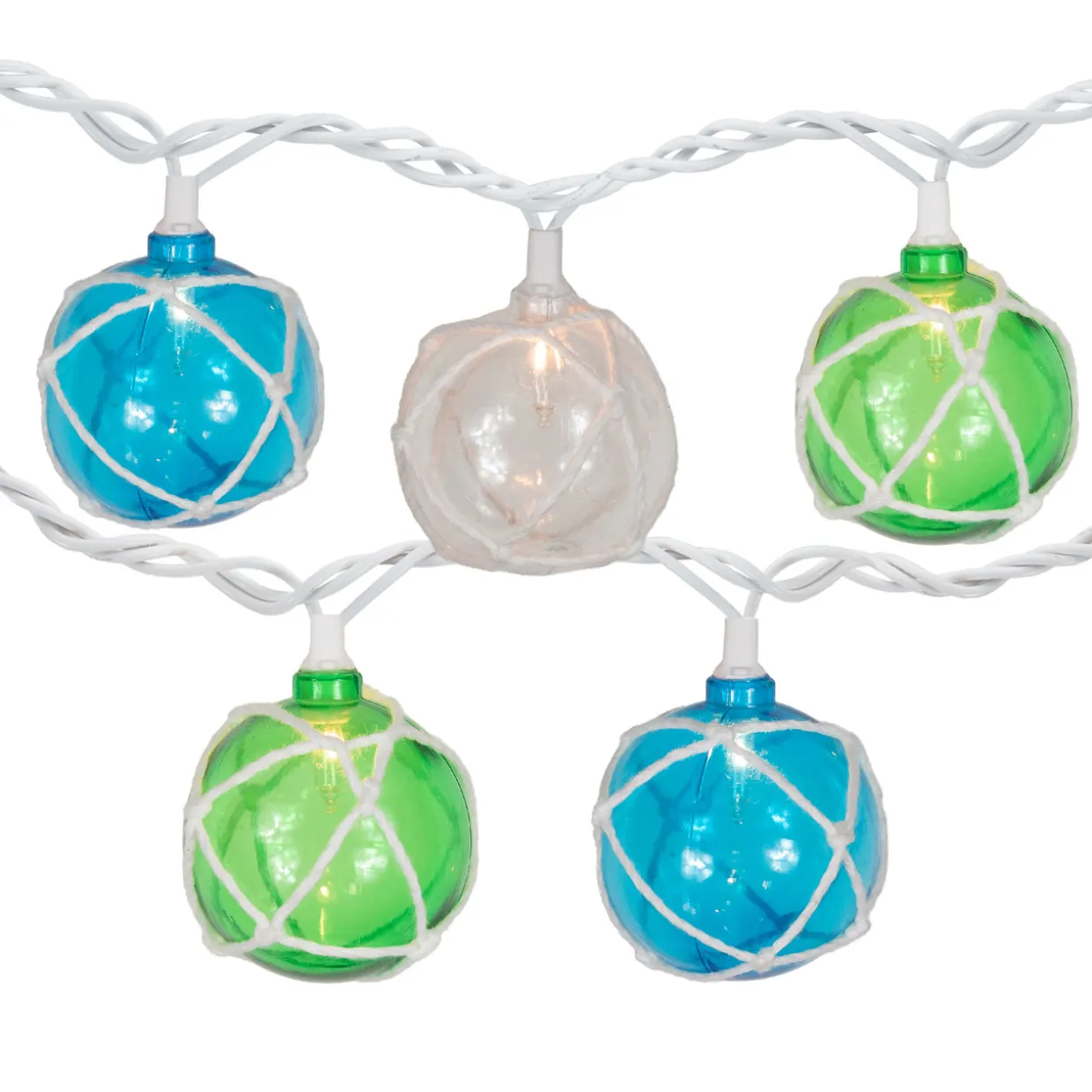 10-Count Multicolor Globe Christmas Light Set, 6ft White Wire