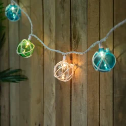 10-Count Multicolor Globe Christmas Light Set, 6ft White Wire