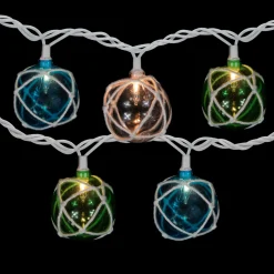 10-Count Multicolor Globe Christmas Light Set, 6ft White Wire