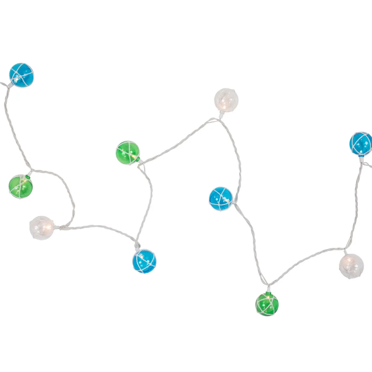 10-Count Multicolor Globe Christmas Light Set, 6ft White Wire