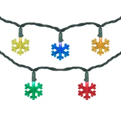 10-Count Multi-Color LED Snowflake Christmas Light Set, 4ft Green Wire