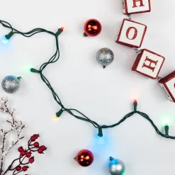 100-Count Multi-Color LED Wide Angle Christmas Lights, 33 ft Green Wire