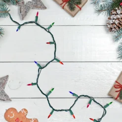 35-Count Multi-Color Mini Christmas Light Set, 7ft Green Wire