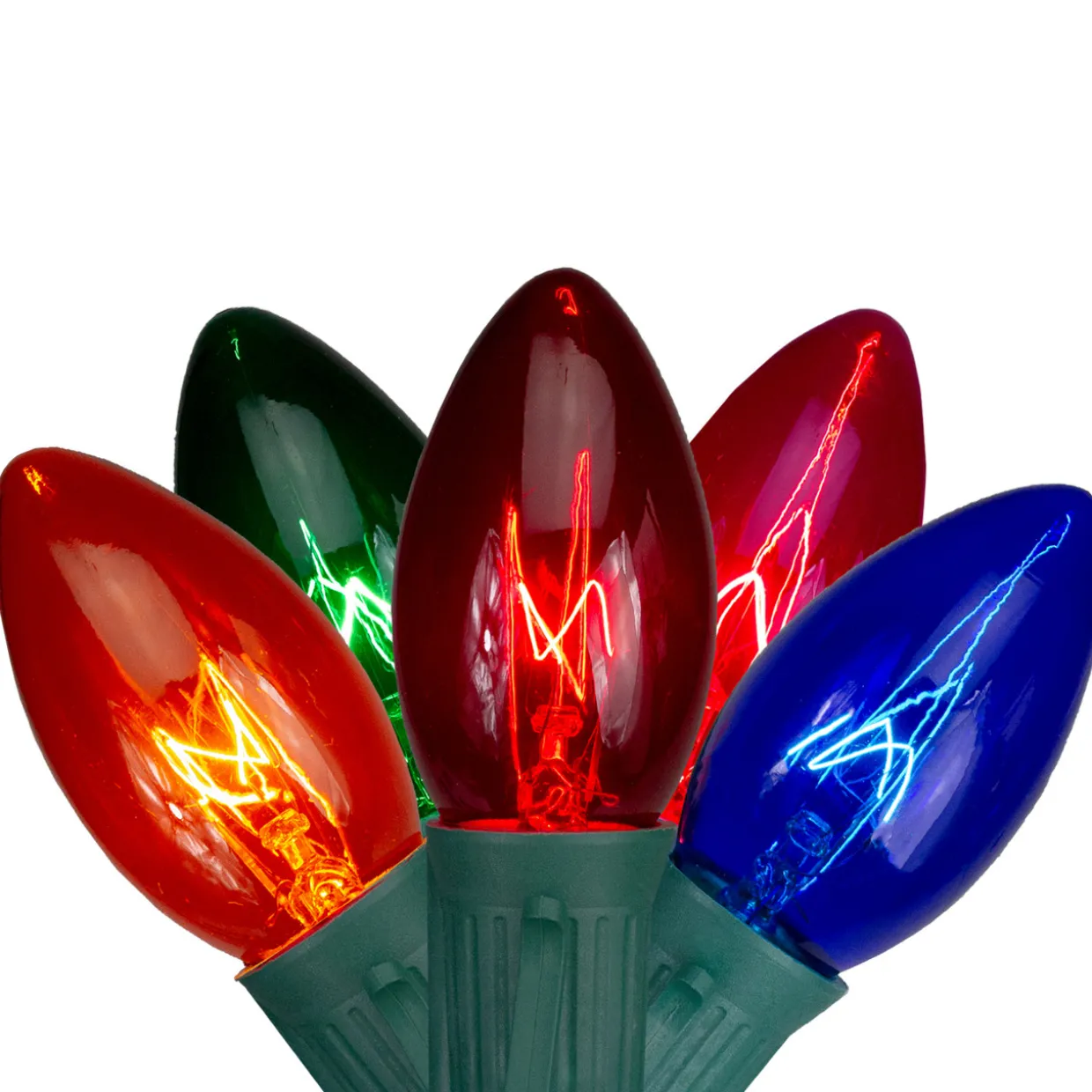 25-Count Multi-Color Transparent C9 Christmas Light Set, 24ft Green Wire - NORTHLIGHT C42G8211