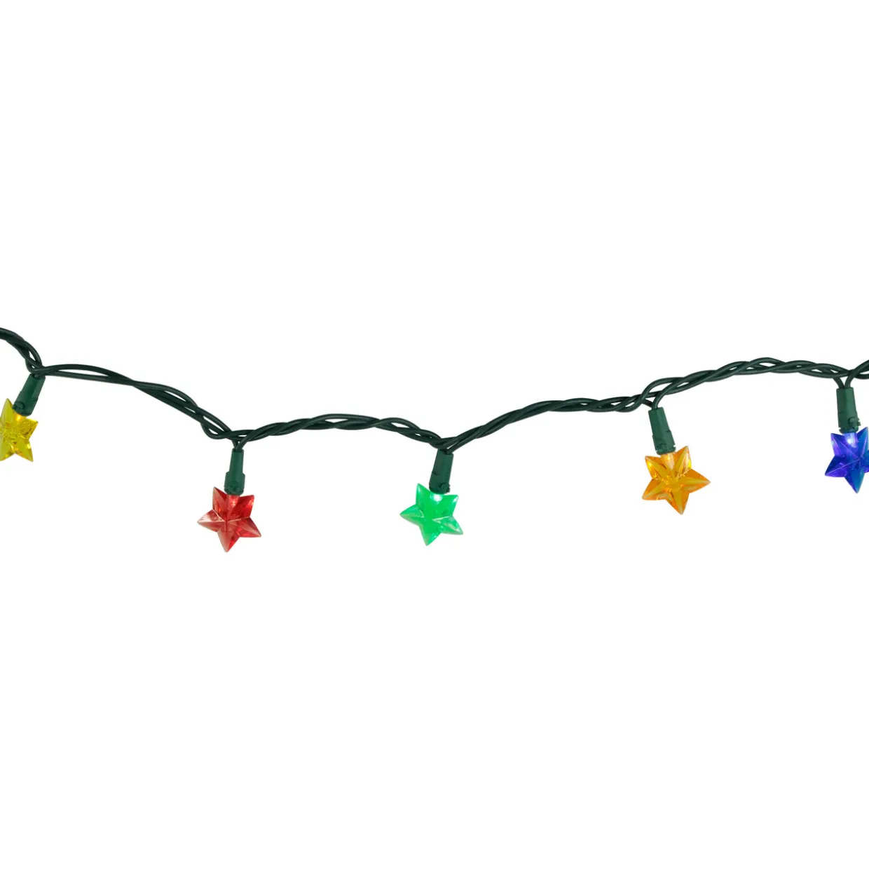 20-Count Multi-Colored Star Shaped LED Christmas Light Set- 4.5ft, Green Wire