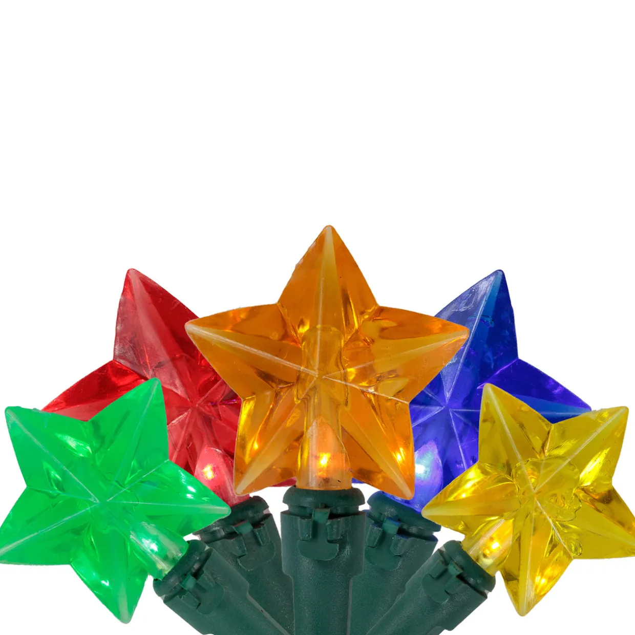 20-Count Multi-Colored Star Shaped LED Christmas Light Set- 4.5ft, Green Wire