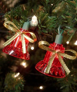 40-Count Musical Bells Multi-Function Christmas Lights, 13ft Green Wire