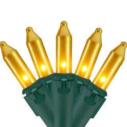 100-Count O[aque Gold Mini Christmas Lights - 28.75' Green Wire