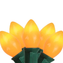 25-Count Opaque Orange C7 Christmas Light Set, 24ft Green Wire