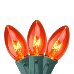 25-Count Orange C9 Christmas Light Set, 24ft Green Wire