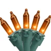 50-Count Orange Mini Christmas Light Set - 10' Green Wire