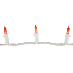 100-Count Orange Mini Christmas Lights Set, 20.25ft White Wire