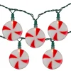 10-Count Peppermint Shaped Christmas Light Set, 6ft Green Wire