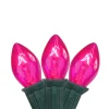 25-Count Pink C7 Christmas Light Set, 24ft Green Wire