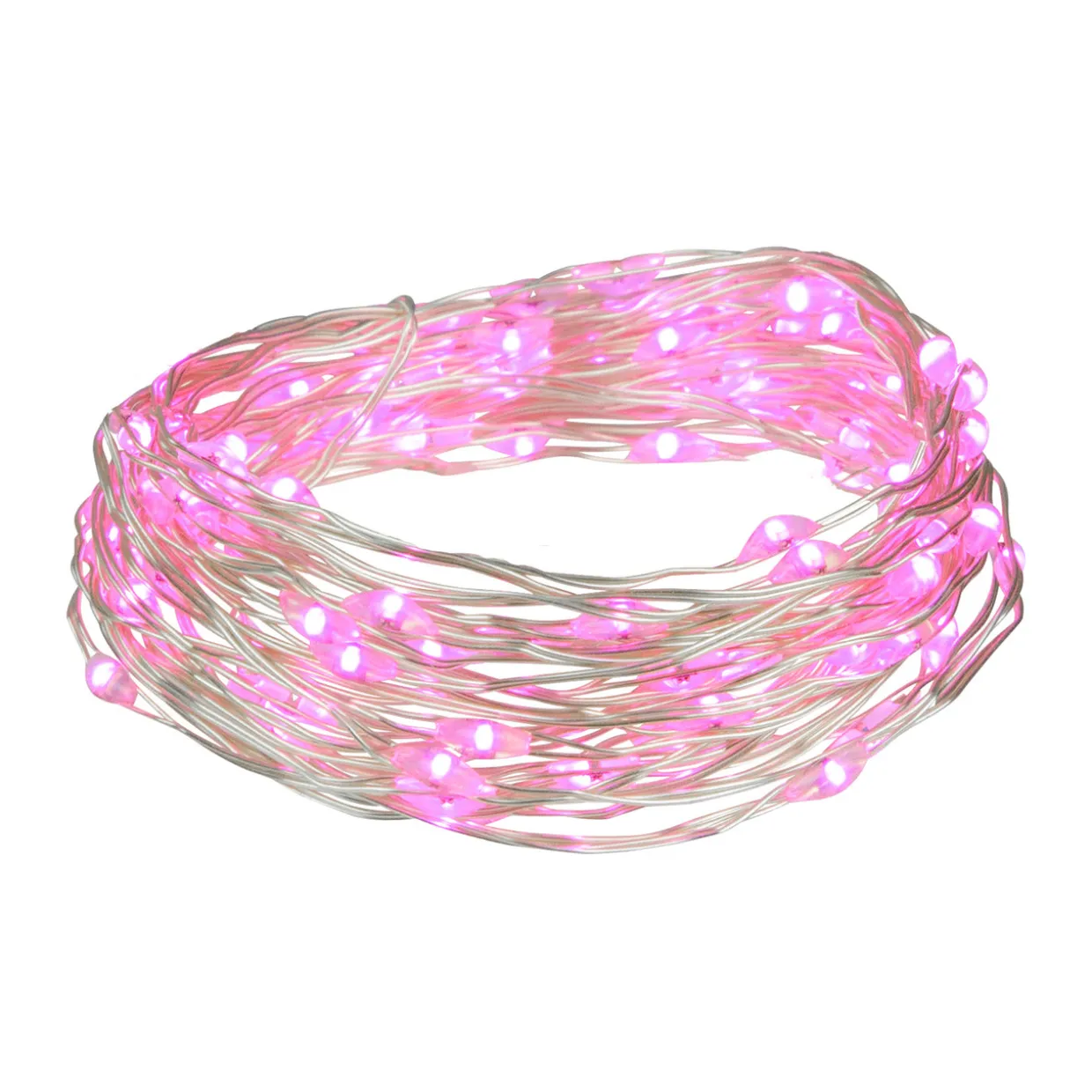 100-Count Pink LED Micro Fairy Christmas Lights, 16ft Copper Wire