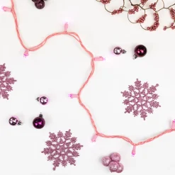 100-Count Pink LED Wide Angle Christmas Lights, 33ft Pink Wire