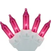 35-Count Pink Mini Christmas Light Set, 7ft White Wire