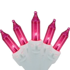 35-Count Pink Mini Christmas Light Set, 7ft White Wire