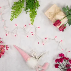 35-Count Pink Mini Christmas Light Set, 7ft White Wire