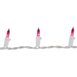35-Count Pink Mini Christmas Light Set, 7ft White Wire