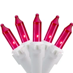 100-Count Pink Mini Christmas Lights - 20.25ft, White Wire