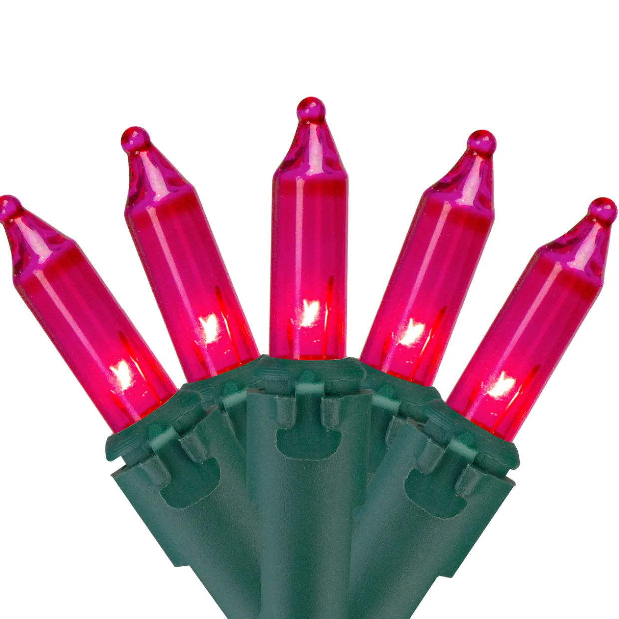 35-Count Pink Mini Christmas Light Set, 7ft Green Wire